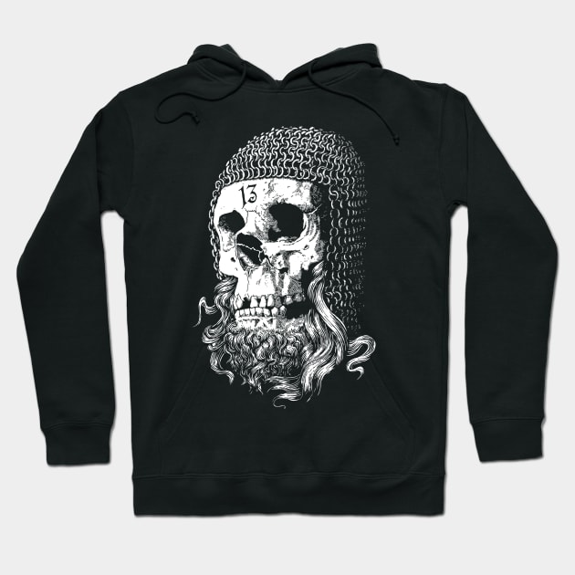 Templar Skull (white on background colour) Hoodie by Artserge